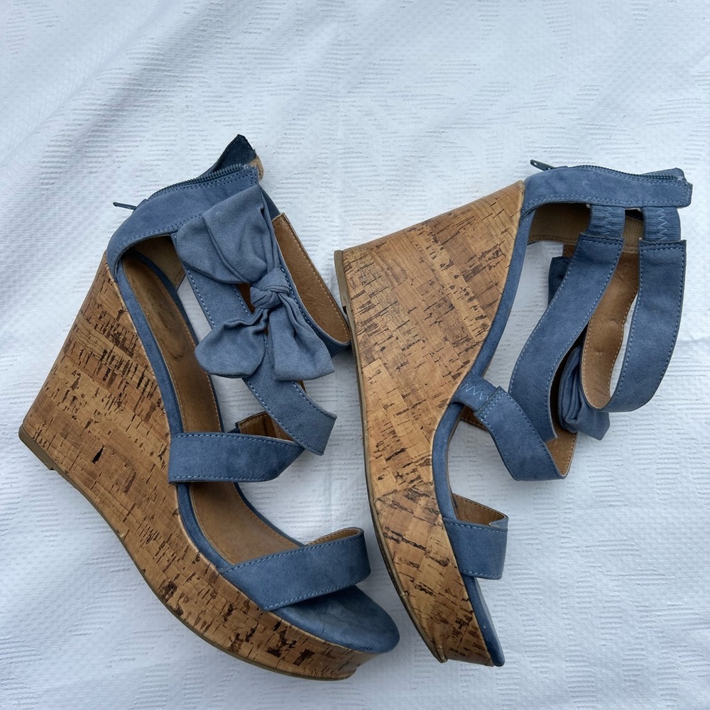 Report, Blue Wedge Sandals
